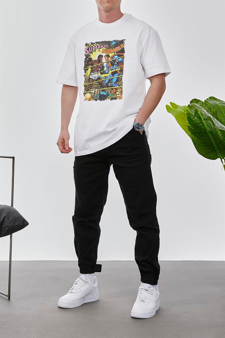 Superman vs Muhammad Ali Beyaz Tshirt