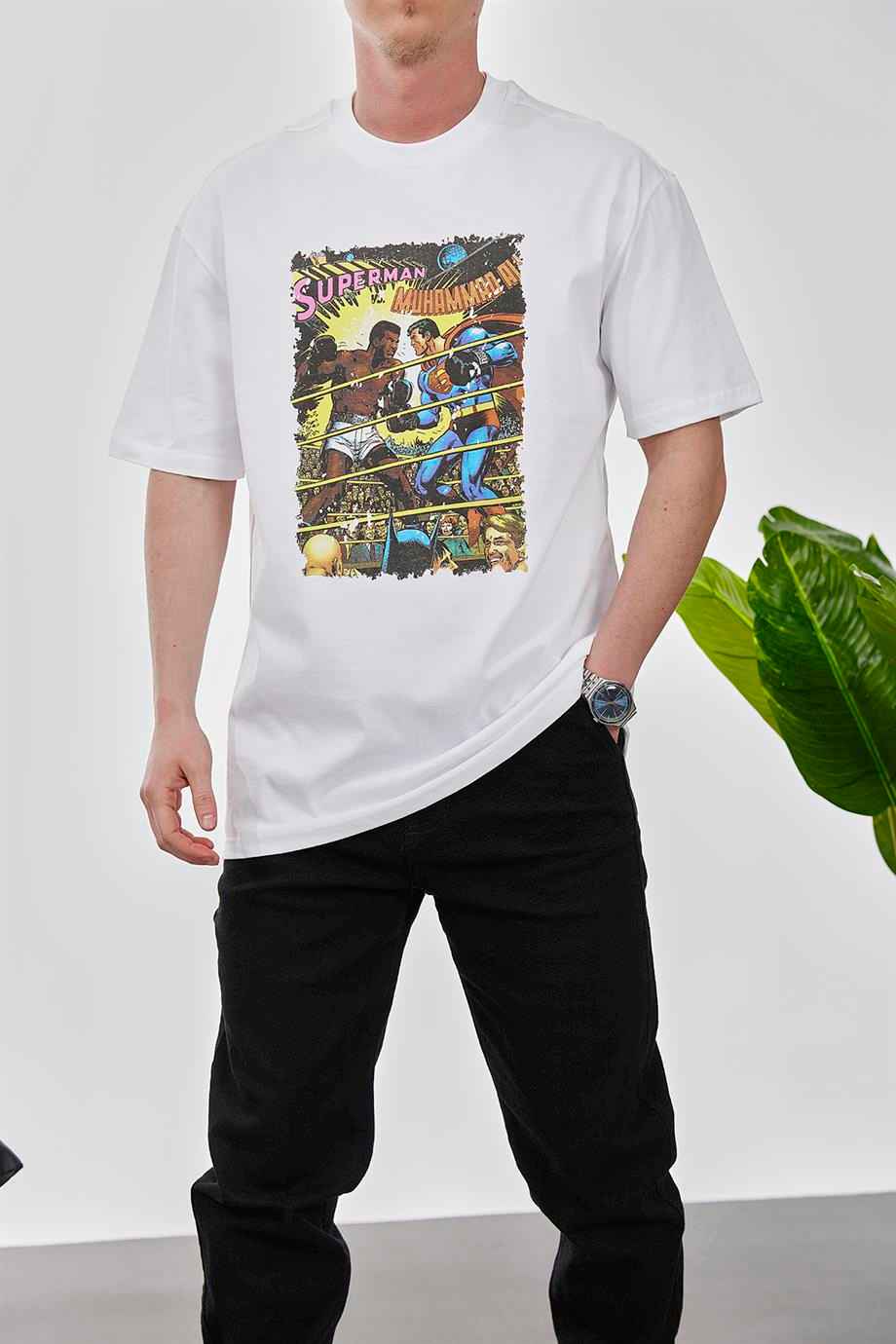 Superman vs Muhammad Ali Beyaz Tshirt