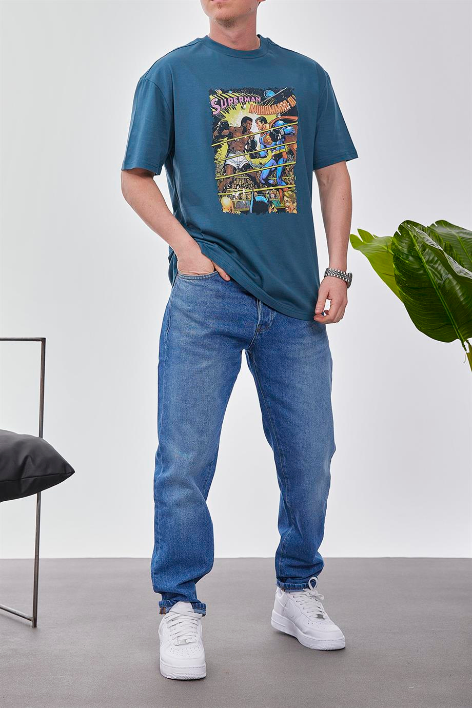 Superman vs Muhammad Ali Petrol Mavisi Tshirt