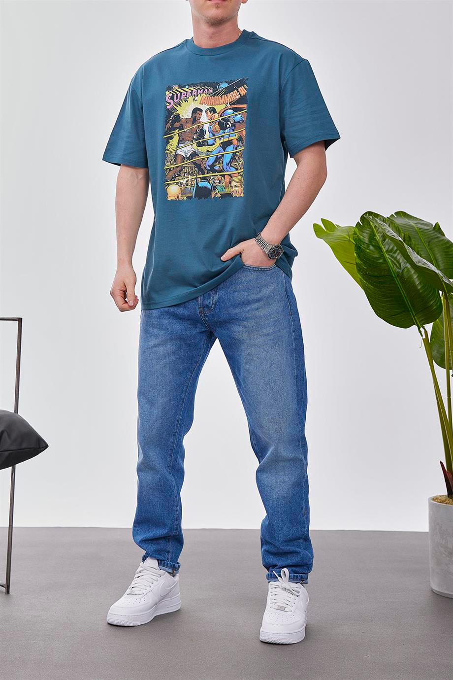 Superman vs Muhammad Ali Petrol Mavisi Tshirt