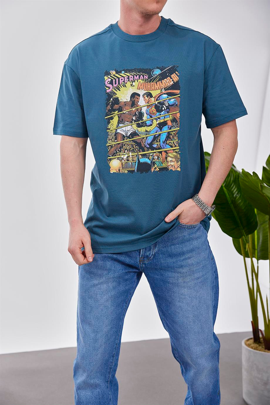 Superman vs Muhammad Ali Petrol Mavisi Tshirt