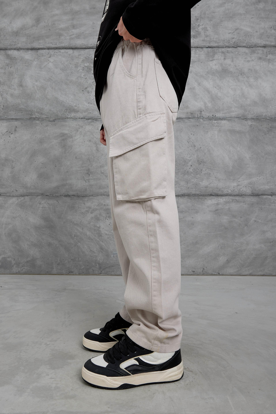 Taş W11 Gabardin Kumaş Baggy Kalıp Kargo Cepli Jean Panloton