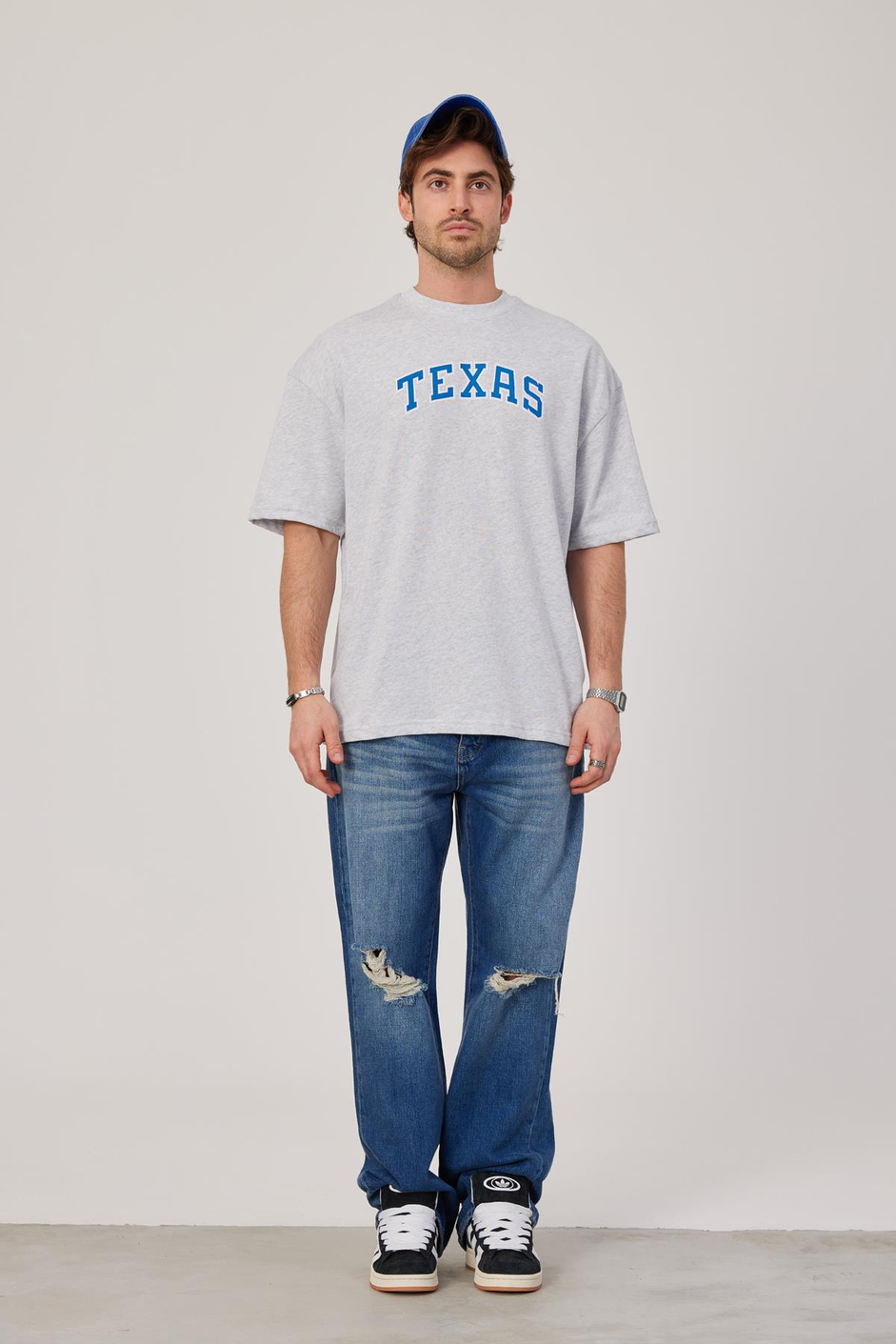 Texas Baskılı Gri Tshirt