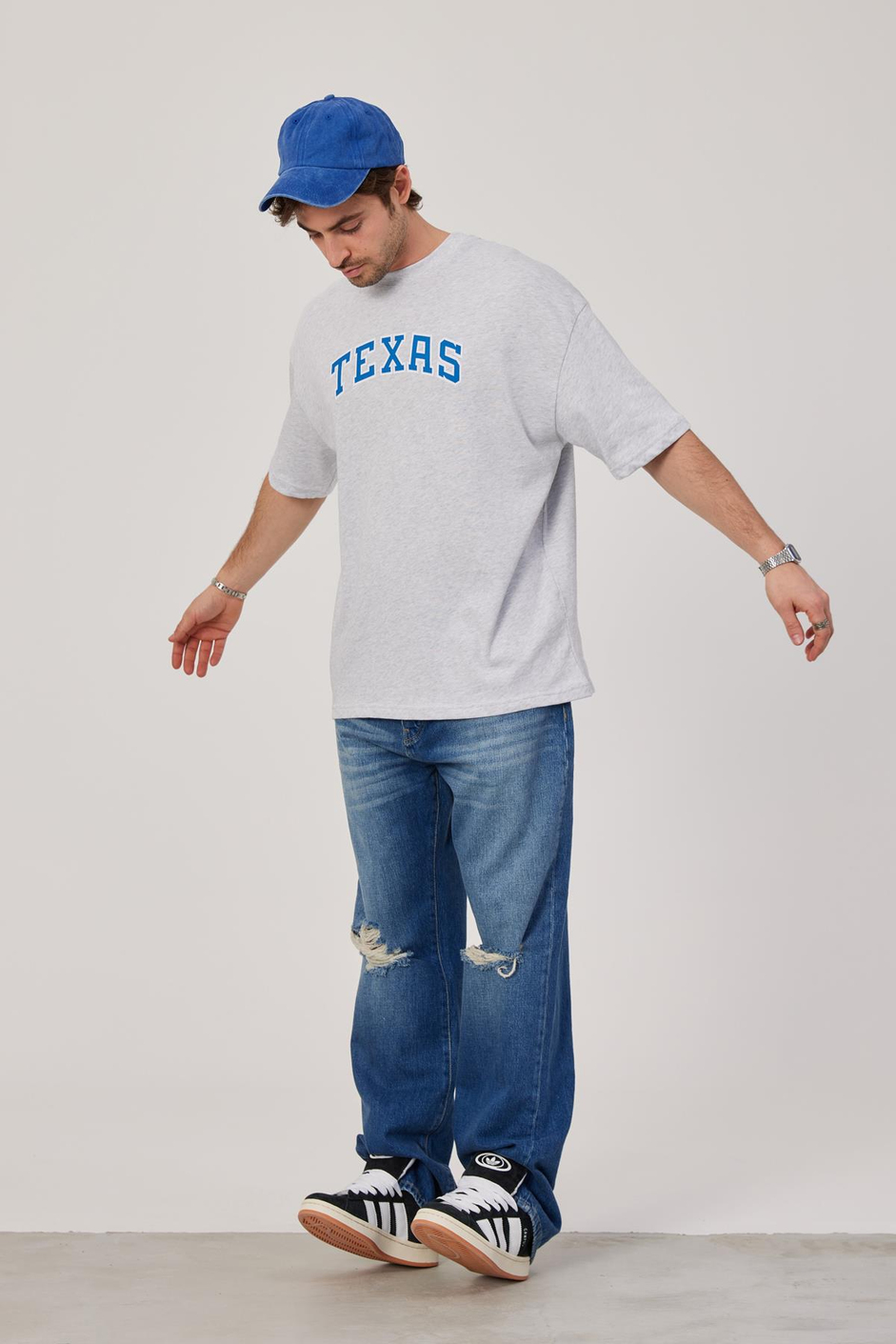 Texas Baskılı Gri Tshirt