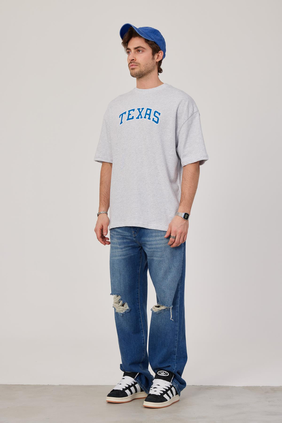 Texas Baskılı Gri Tshirt