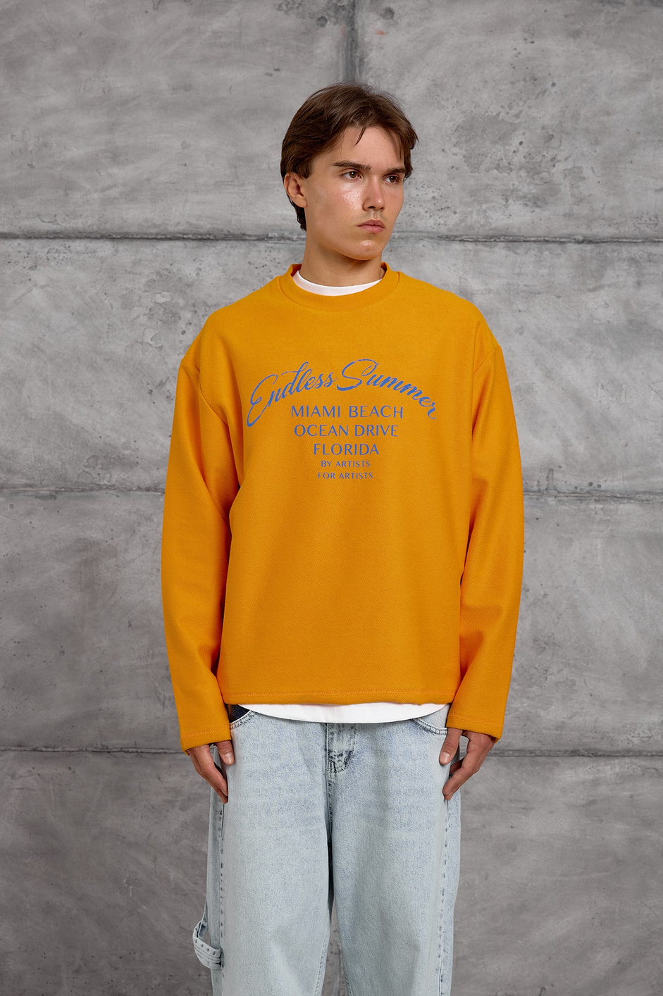 Turuncu BASKILI DOKUMA KUMAŞ SWEATSHIRT