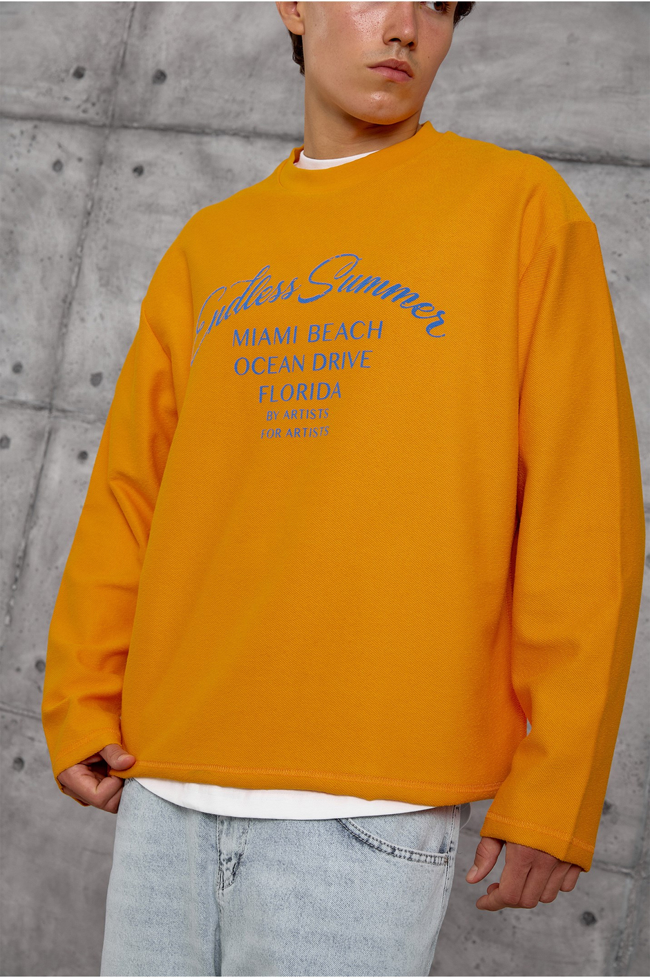 Turuncu BASKILI DOKUMA KUMAŞ SWEATSHIRT