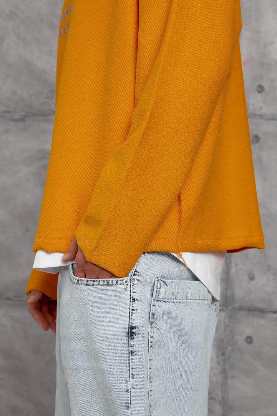 Turuncu BASKILI DOKUMA KUMAŞ SWEATSHIRT