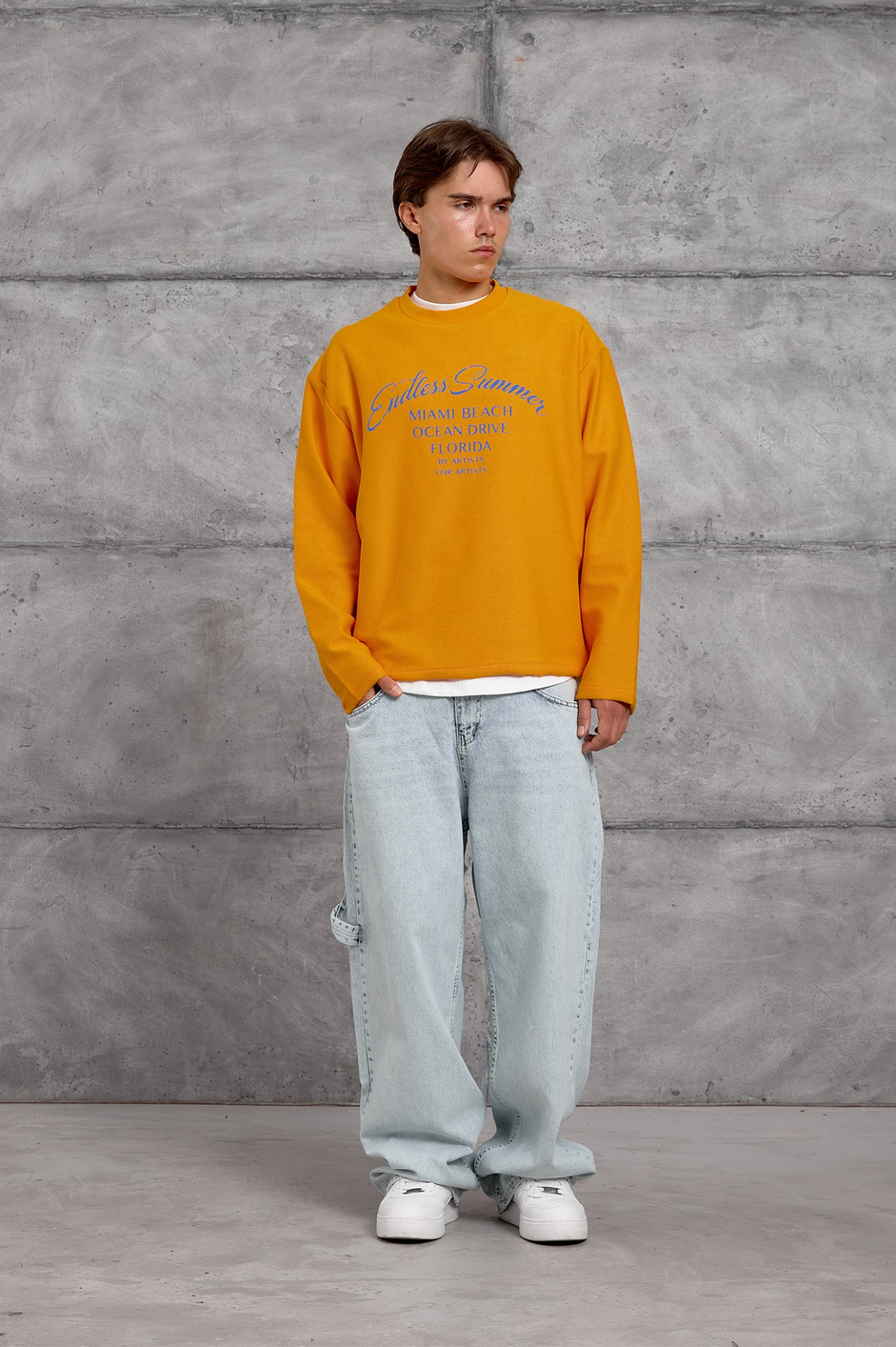 Turuncu BASKILI DOKUMA KUMAŞ SWEATSHIRT