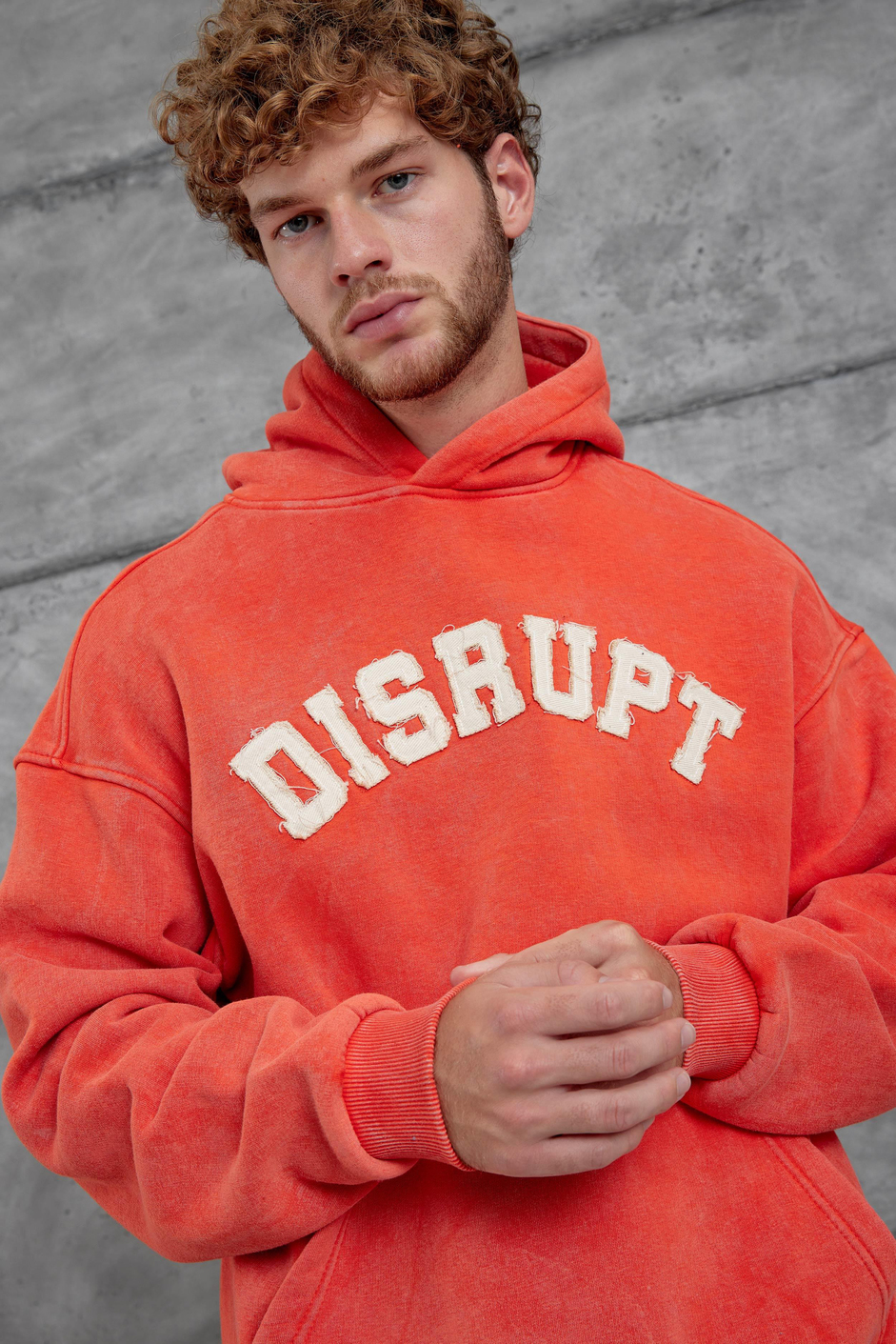 Turuncu Disrupt Yazılı Şardonlu Oversize Sweatshirt