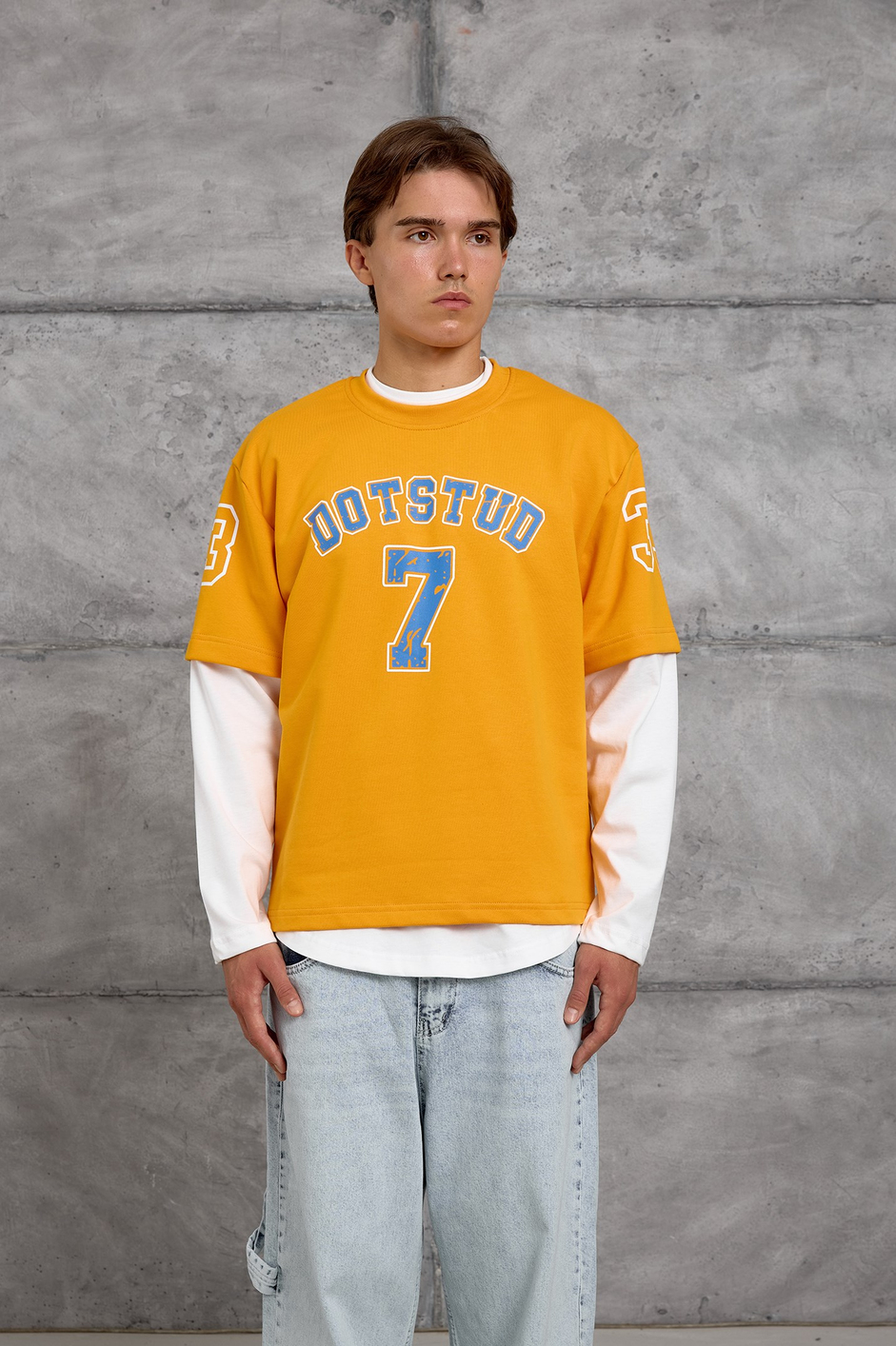 Turuncu DOTSTUD 7 BASKILI OVERSIZE SWEATSHIRT