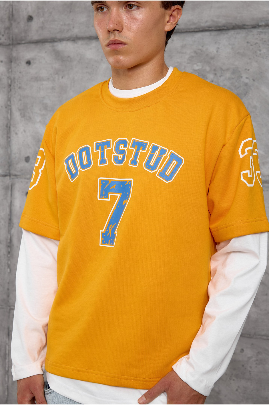 Turuncu DOTSTUD 7 BASKILI OVERSIZE SWEATSHIRT