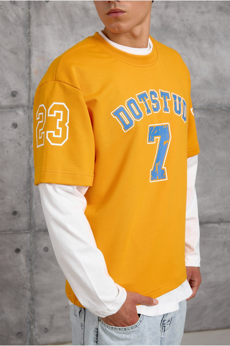 Turuncu DOTSTUD 7 BASKILI OVERSIZE SWEATSHIRT