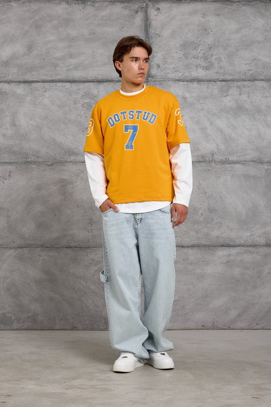 Turuncu DOTSTUD 7 BASKILI OVERSIZE SWEATSHIRT