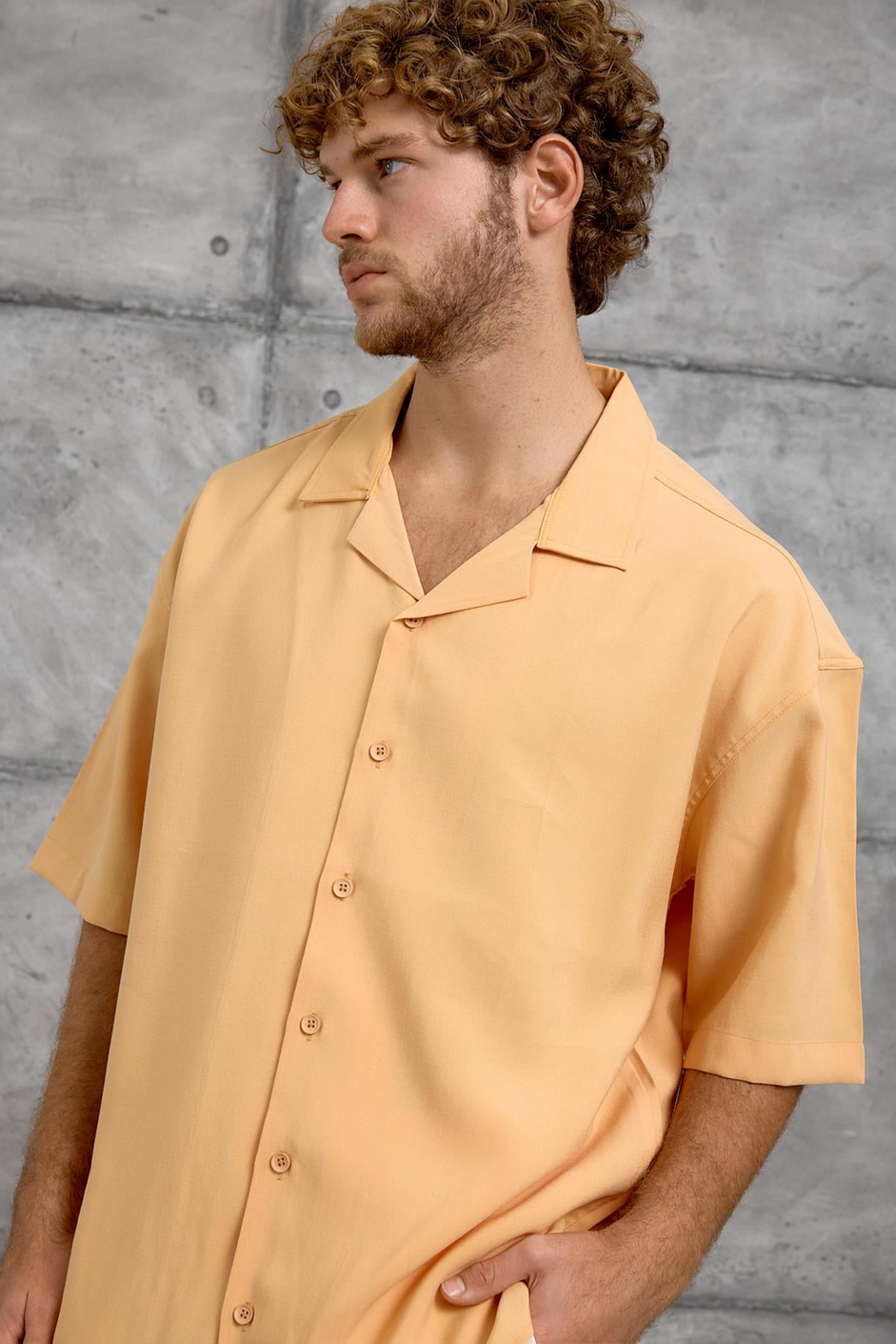 Turuncu MODAL KUMAŞ OVERSIZE GÖMLEK