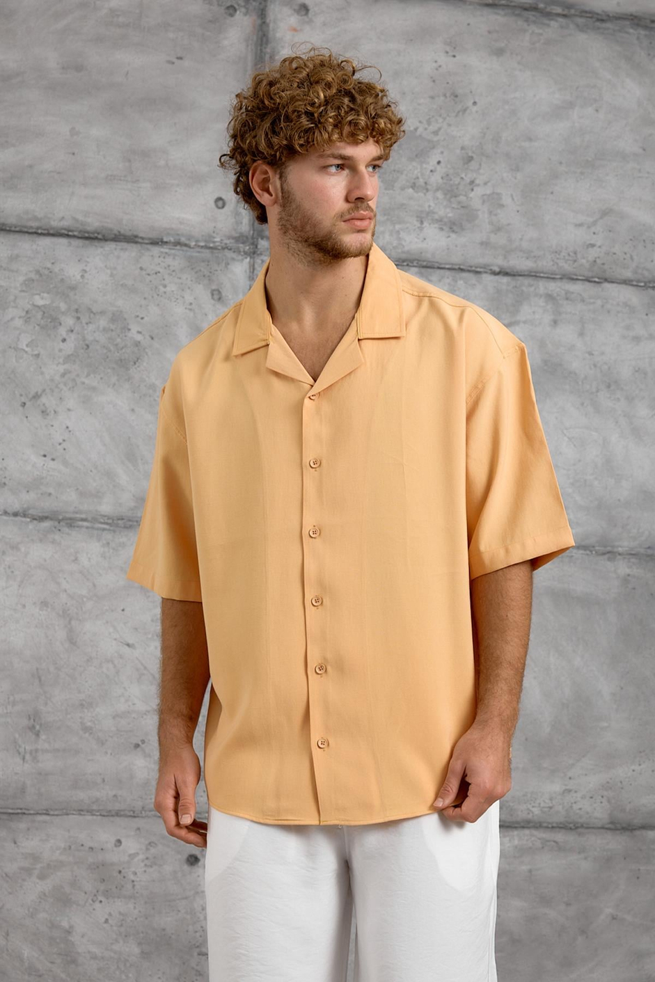 Turuncu MODAL KUMAŞ OVERSIZE GÖMLEK