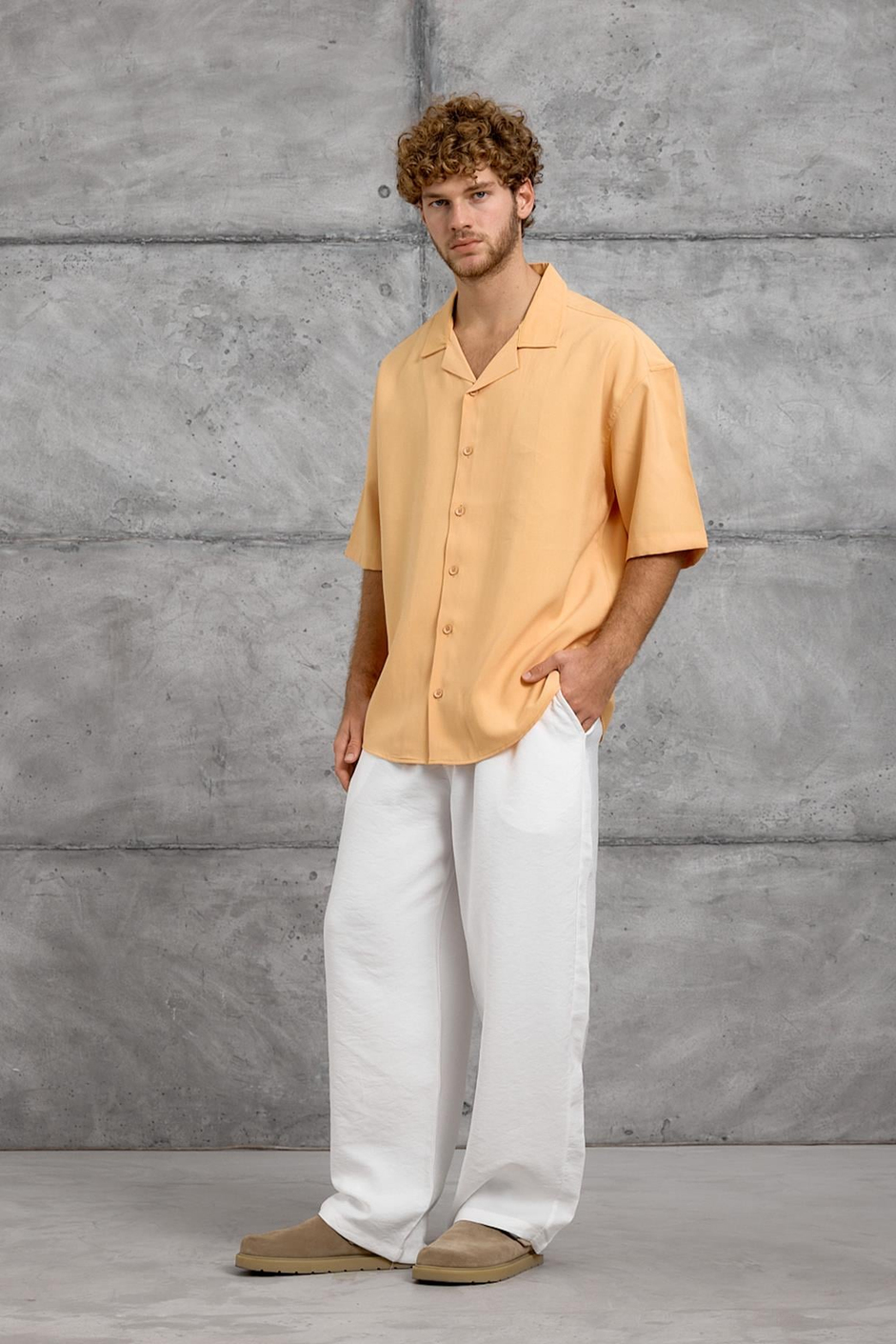 Turuncu MODAL KUMAŞ OVERSIZE GÖMLEK
