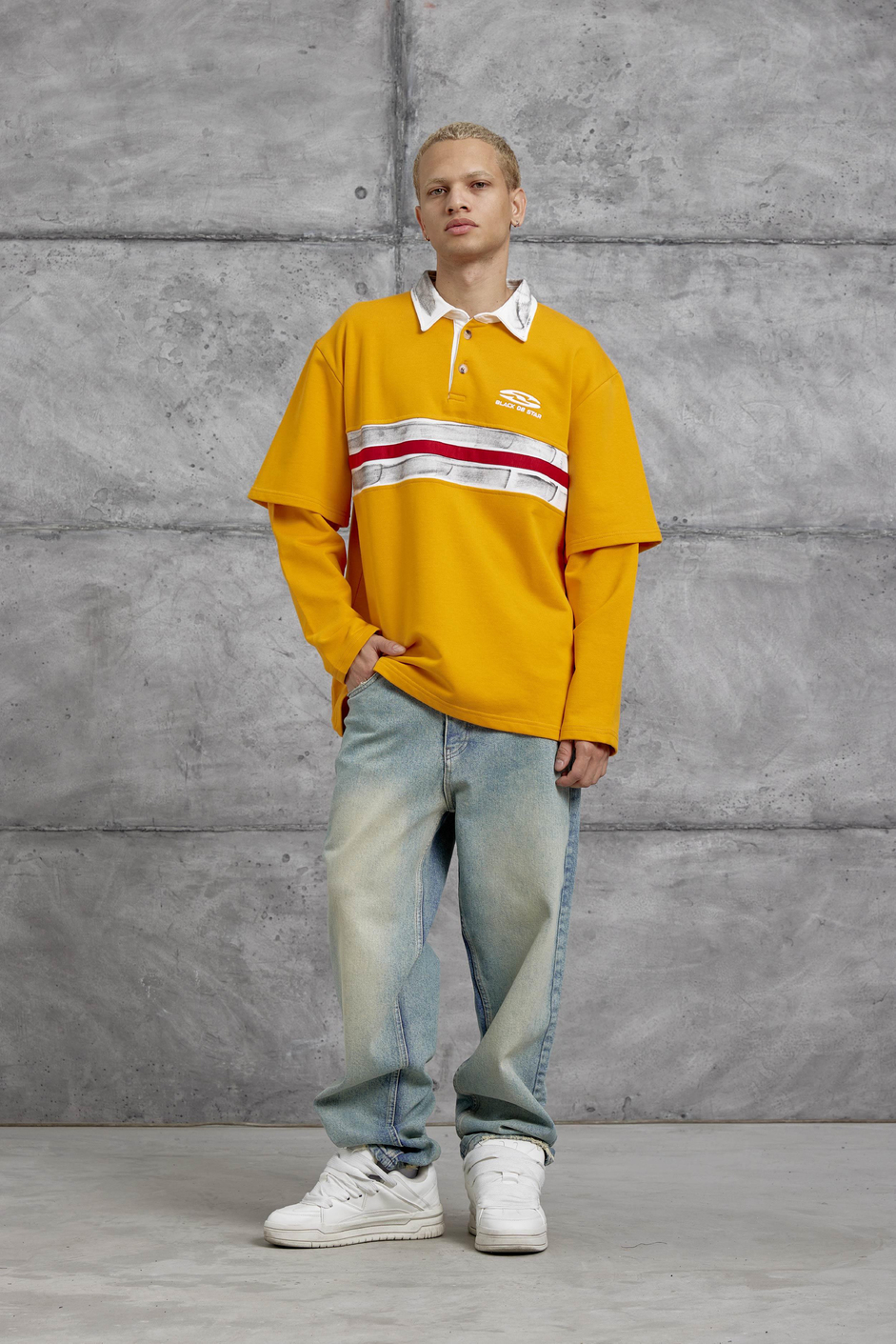 Turuncu Nmrc Polo Yaka Kolu Parçalı Oversize Sweatshirt