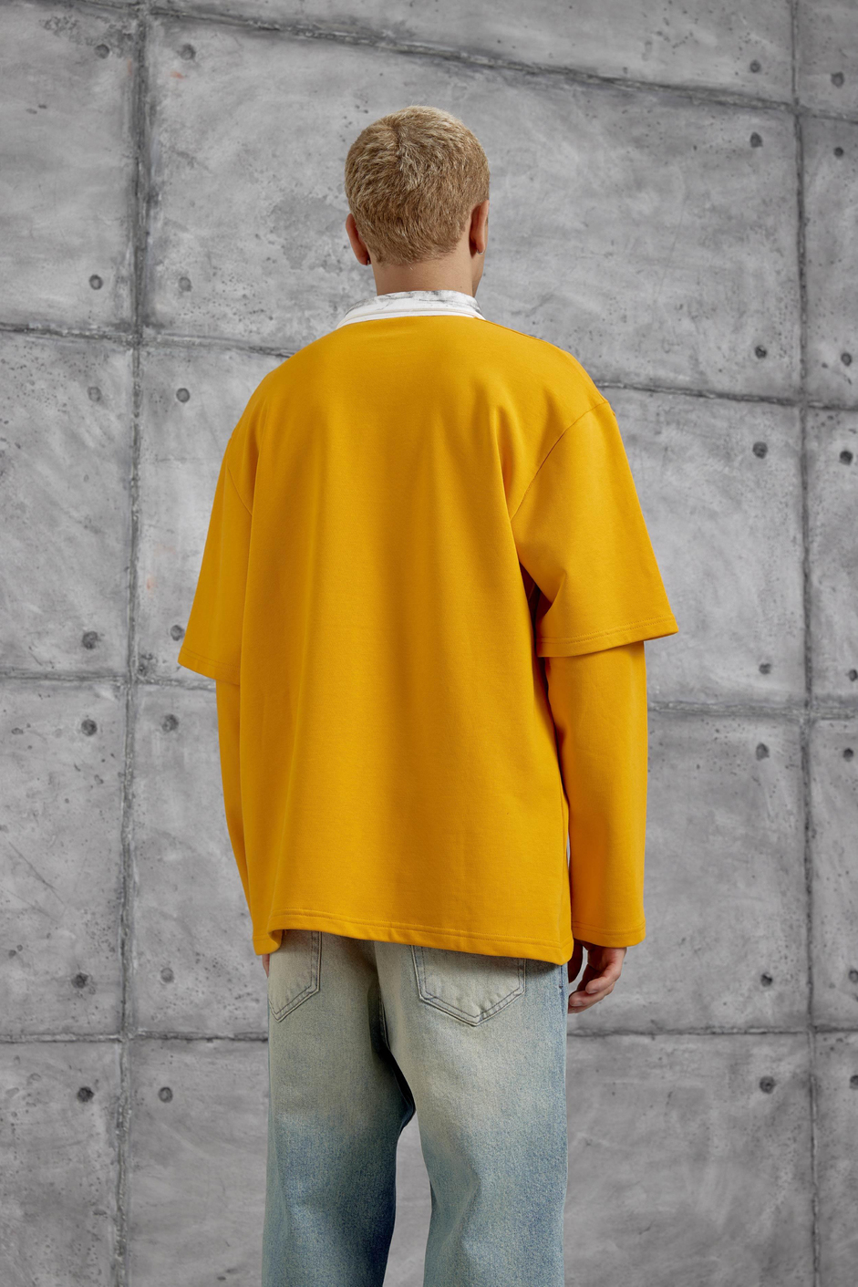 Turuncu Nmrc Polo Yaka Kolu Parçalı Oversize Sweatshirt