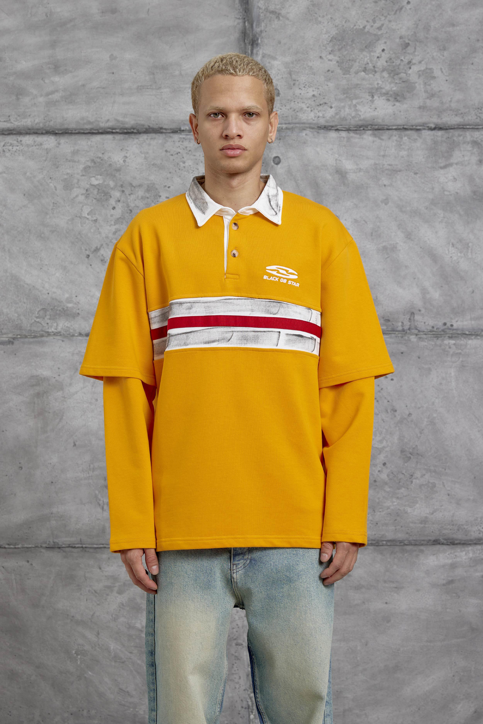 Turuncu Nmrc Polo Yaka Kolu Parçalı Oversize Sweatshirt