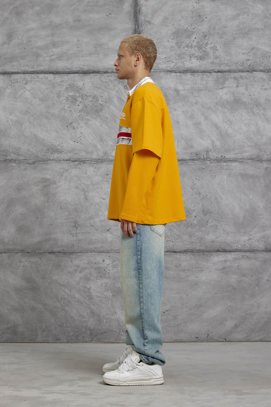 Turuncu Nmrc Polo Yaka Kolu Parçalı Oversize Sweatshirt