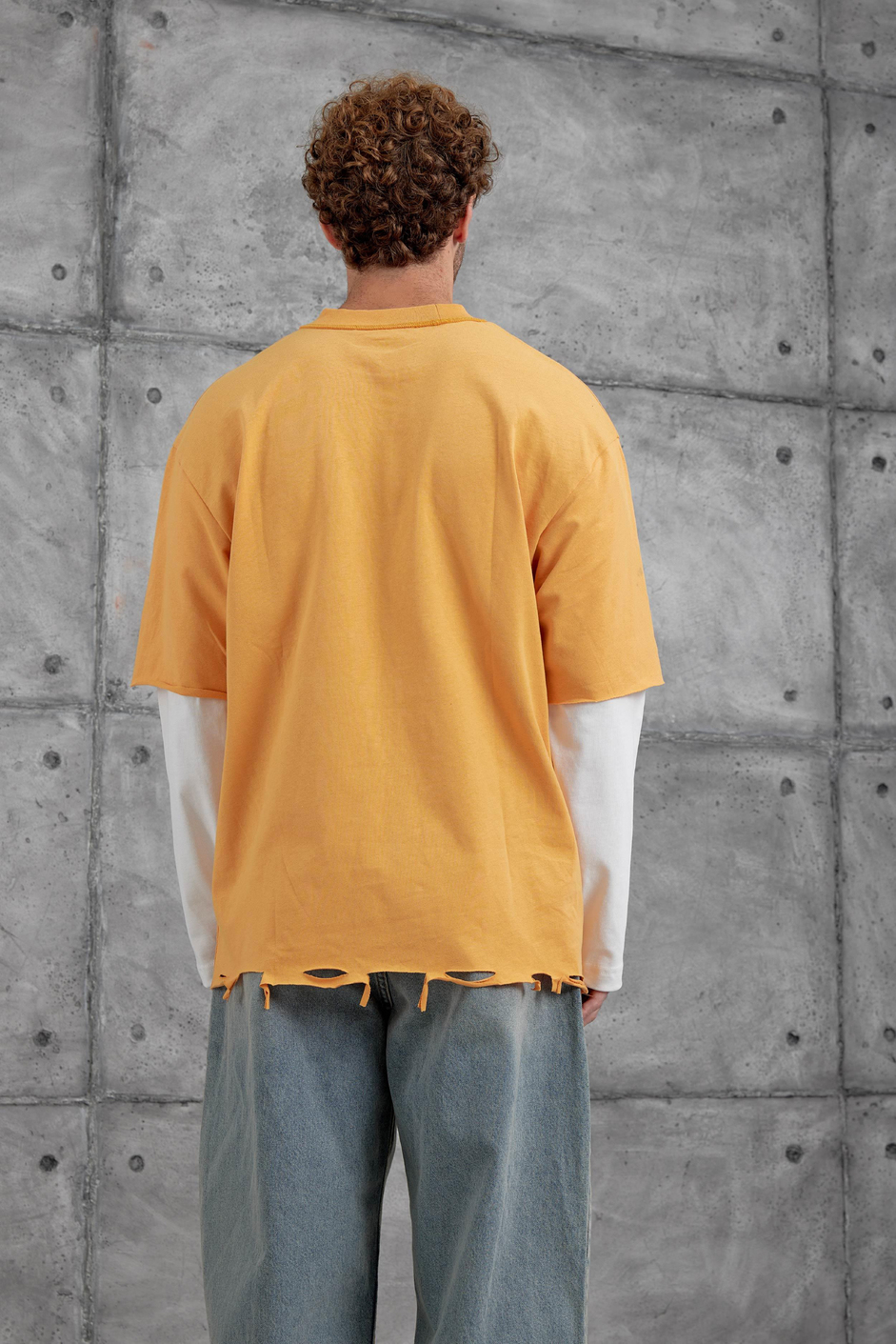 Turuncu Rolling Stone Baskılı Parça Kollu Sweatshirt