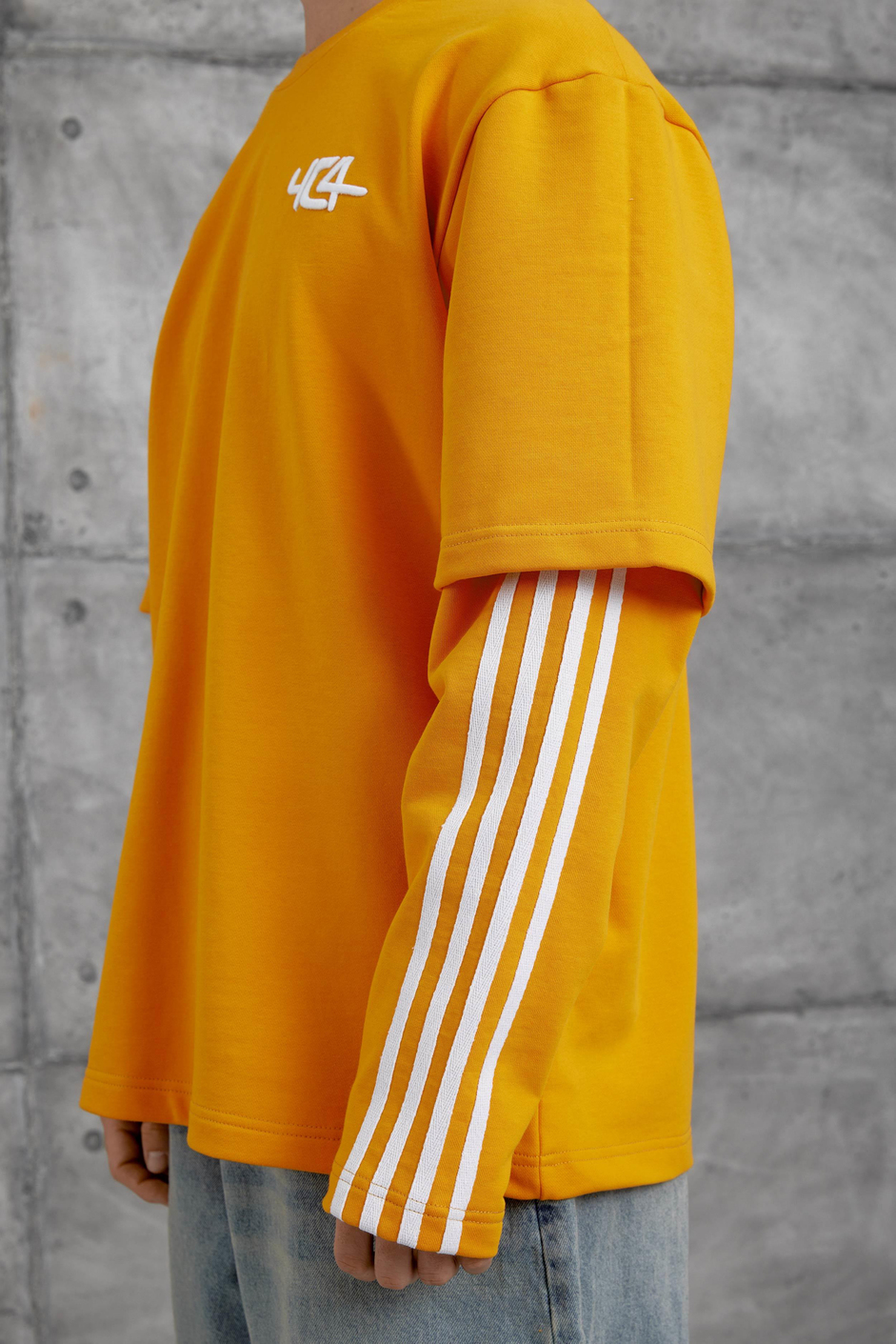 Turuncu Yc4 Oversize Kolu Parçalı  Şerit Detaylı  Sweatshirt