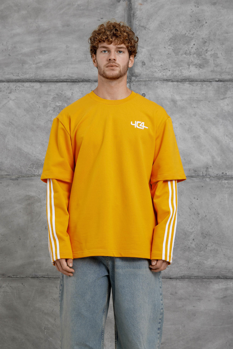Turuncu Yc4 Oversize Kolu Parçalı  Şerit Detaylı  Sweatshirt