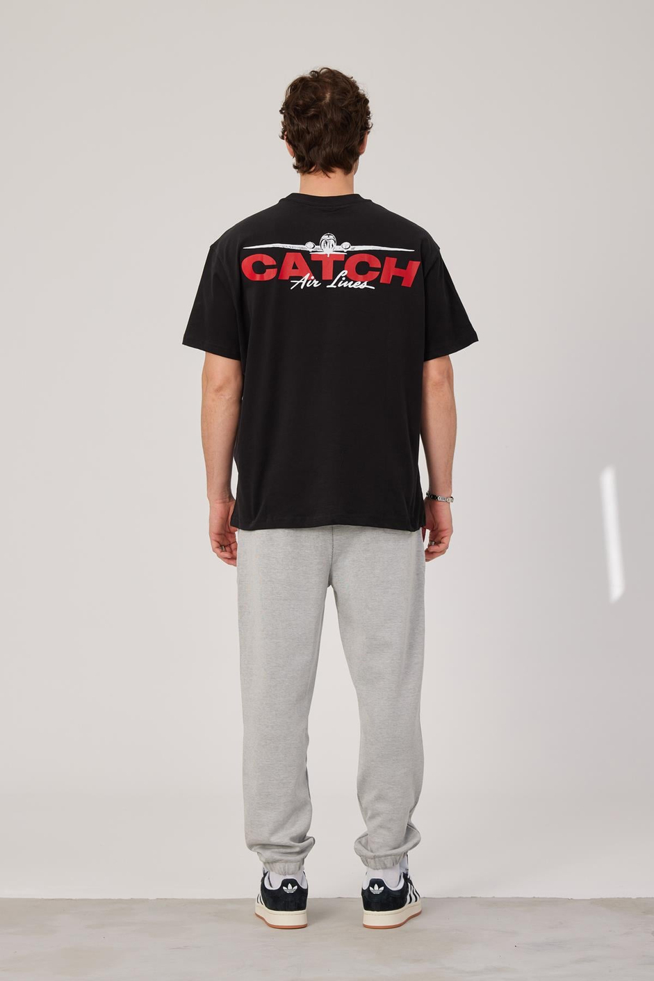 Uçak Baskılı Siyah Tshirt