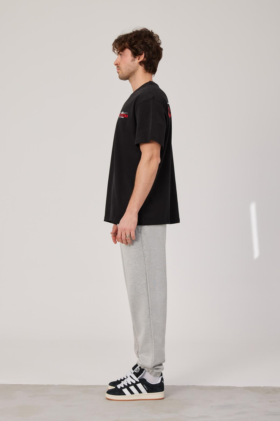 Uçak Baskılı Siyah Tshirt