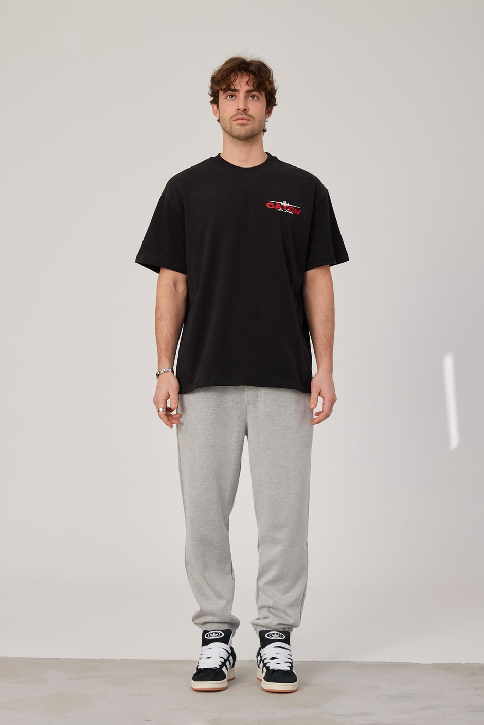 Uçak Baskılı Siyah Tshirt