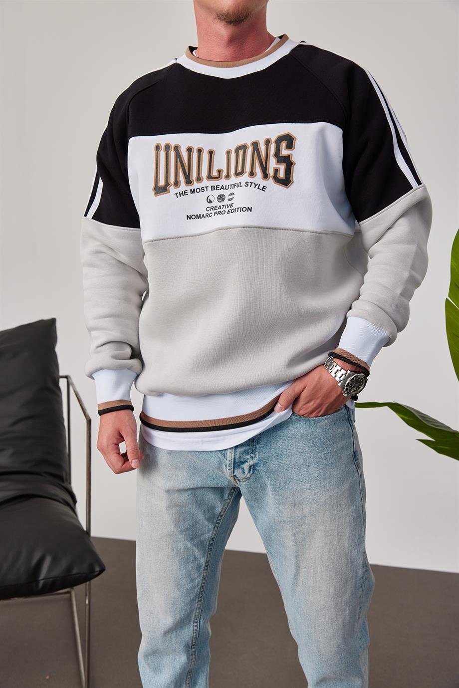 Unilions Siyah Gri Sweatshirt