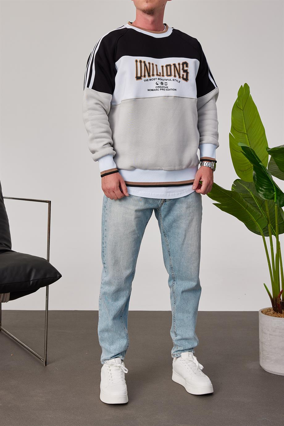 Unilions Siyah Gri Sweatshirt