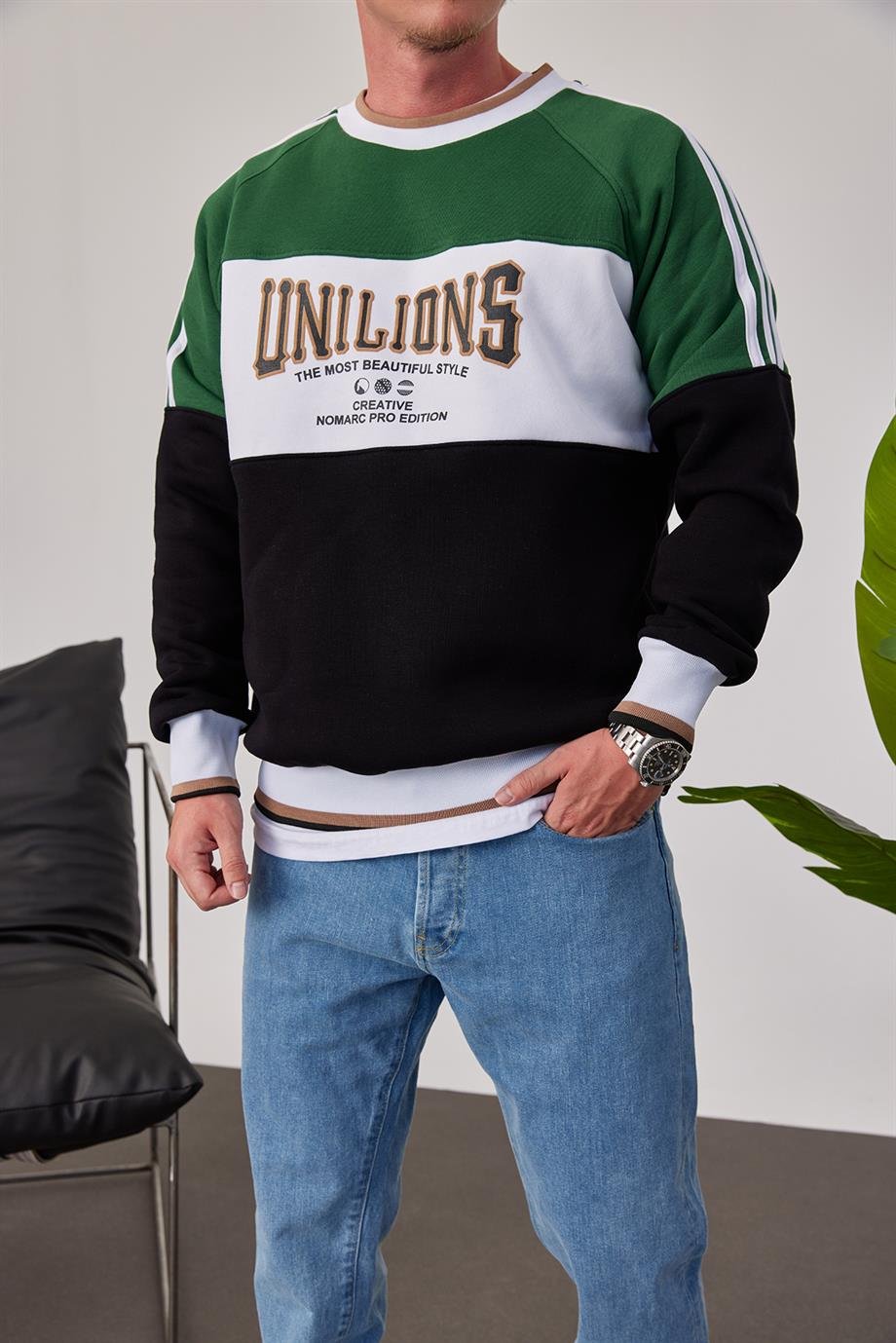 Unilions Yeşil Siyah Sweatshirt