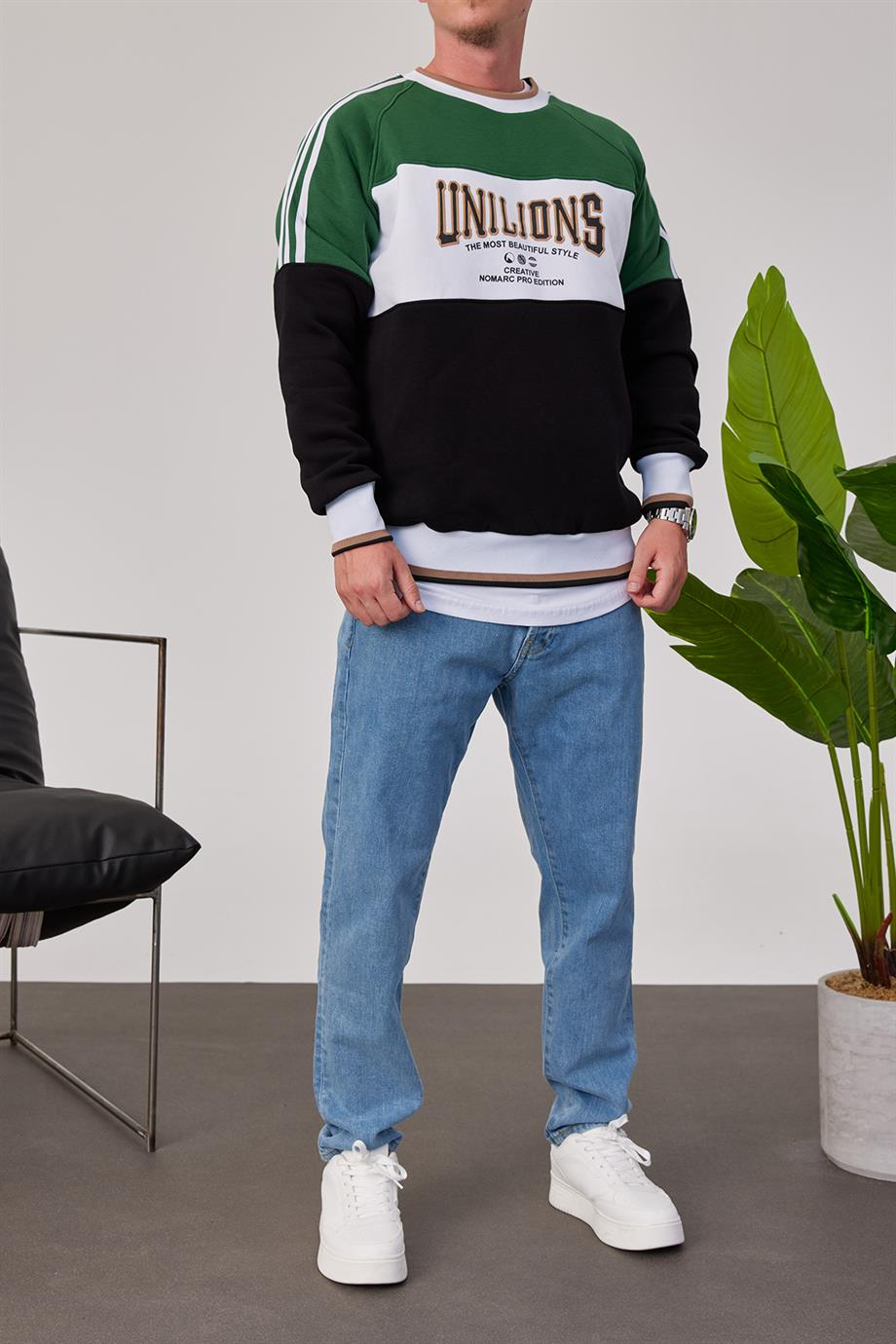 Unilions Yeşil Siyah Sweatshirt
