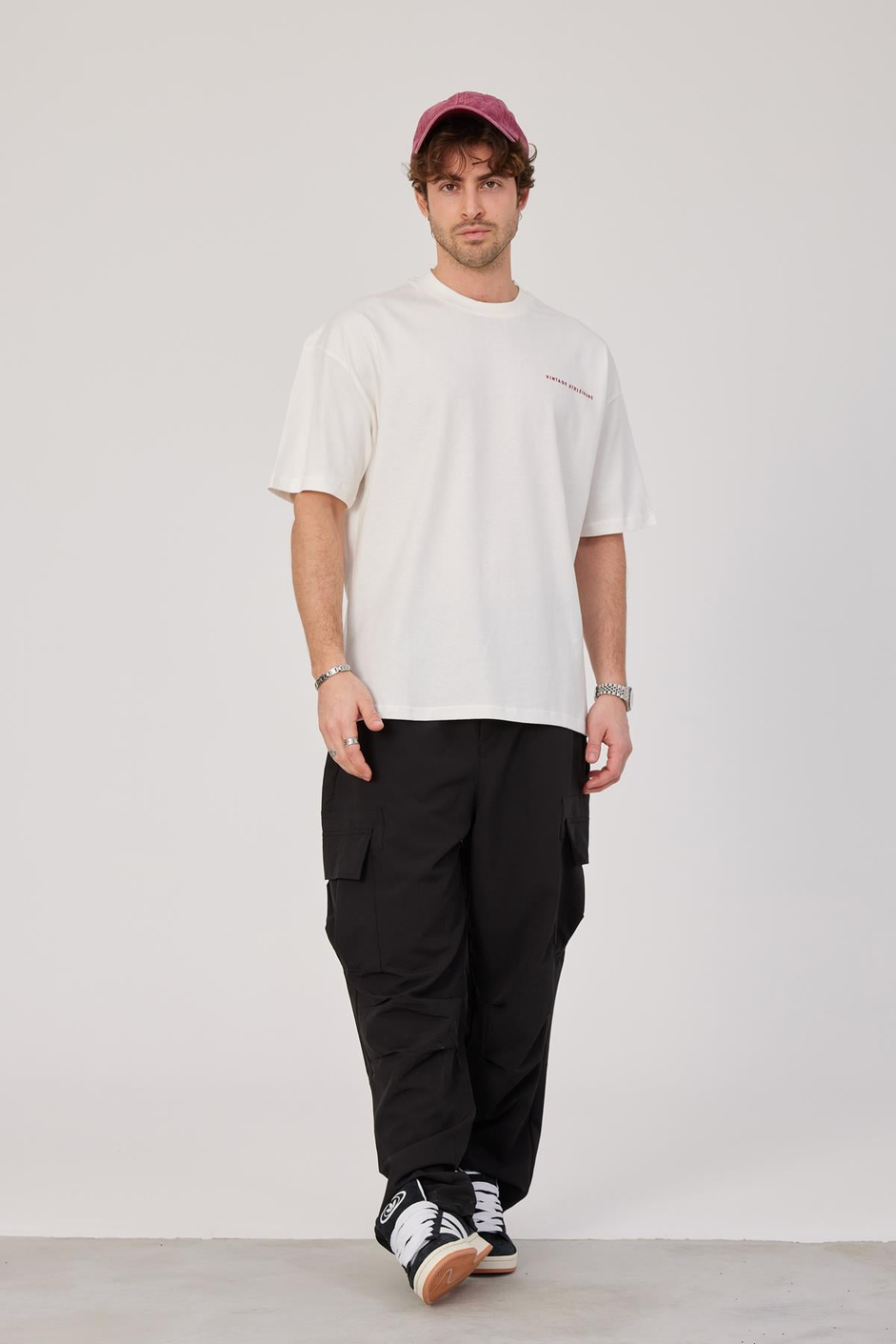 Vintage Athleisure Yazılı Beyaz Tshirt