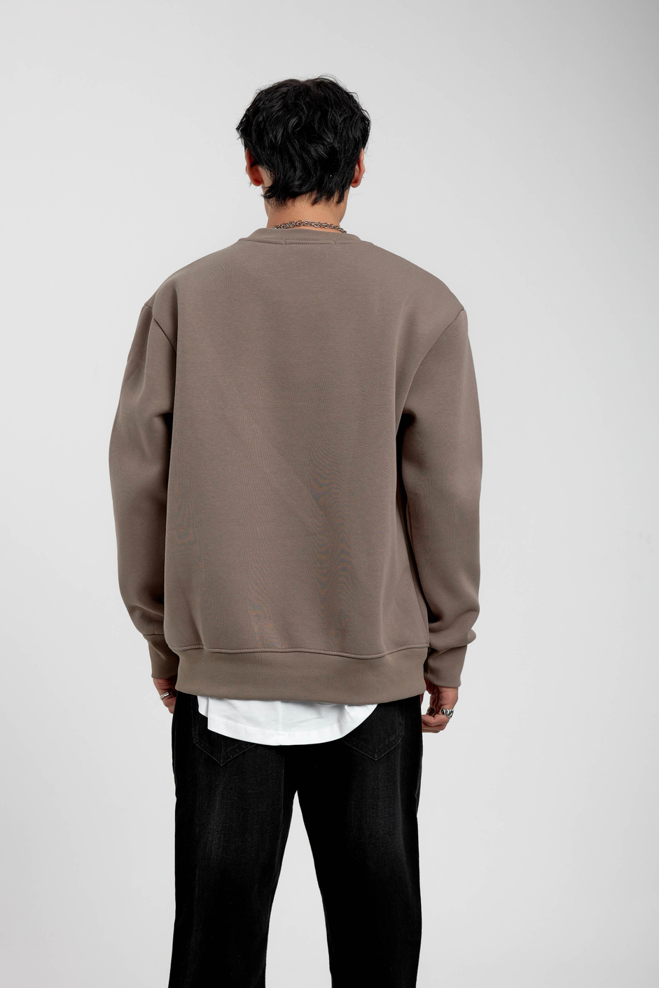 Vizon Bisiklet Yaka Basic Şardonlu Sweatshirt