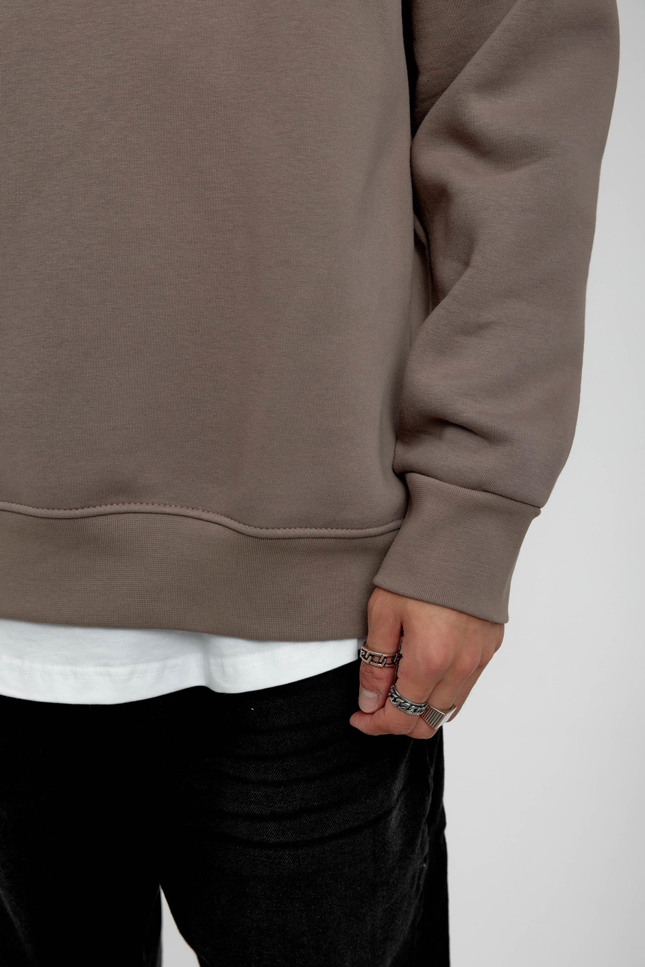 Vizon Bisiklet Yaka Basic Şardonlu Sweatshirt