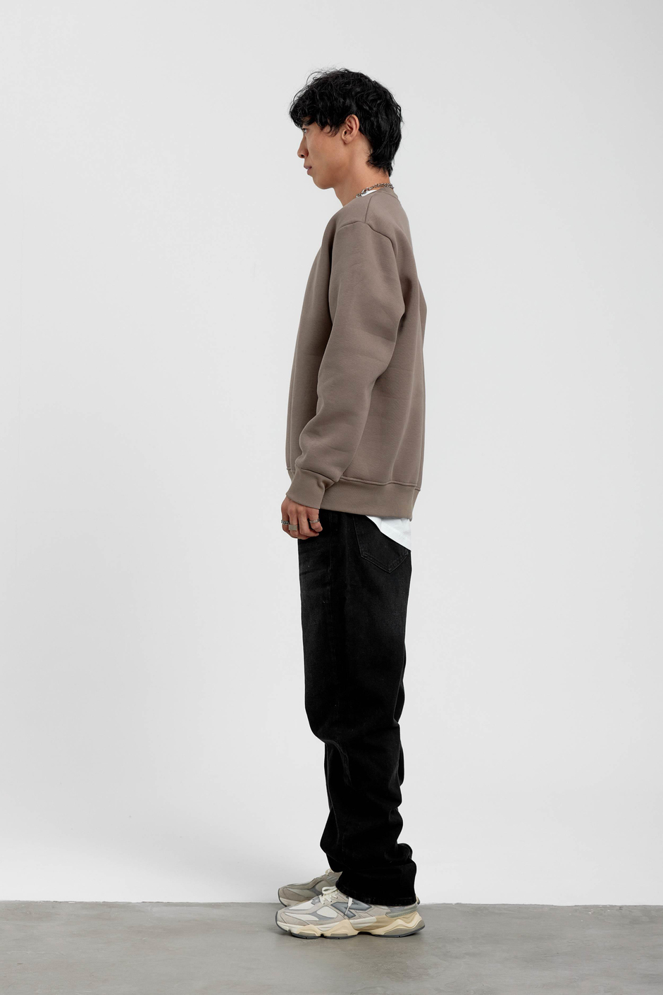 Vizon Bisiklet Yaka Basic Şardonlu Sweatshirt
