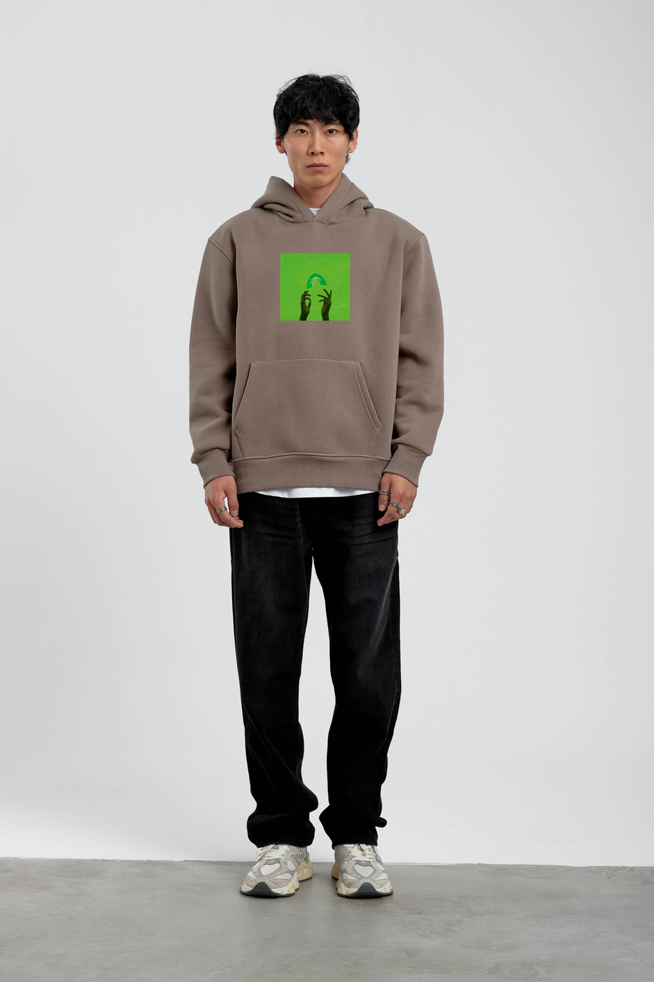Vizon El Baskılı Kapüşonlu Sweatshirt