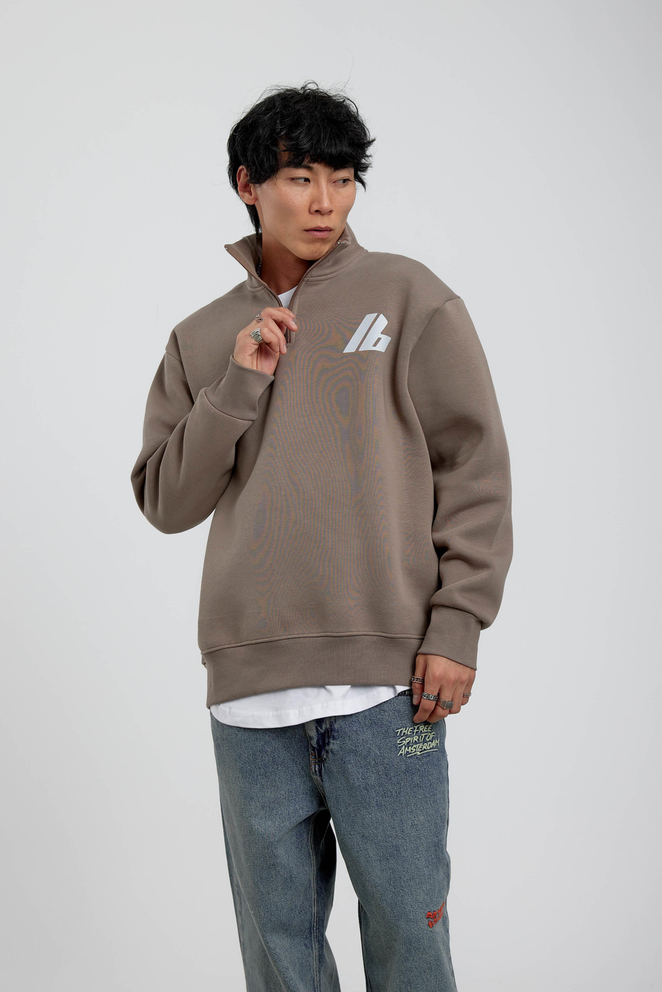 Vizon Good Yazılı Yarım Fermuarlı Sweatshirt