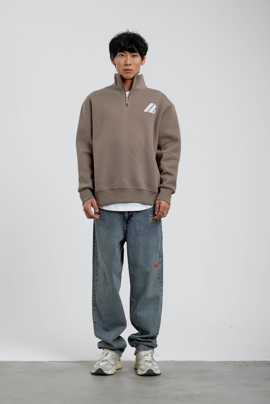 Vizon Good Yazılı Yarım Fermuarlı Sweatshirt