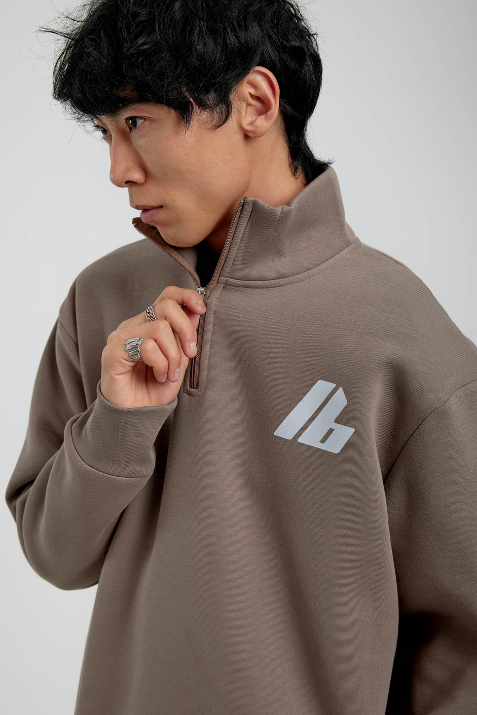 Vizon Good Yazılı Yarım Fermuarlı Sweatshirt