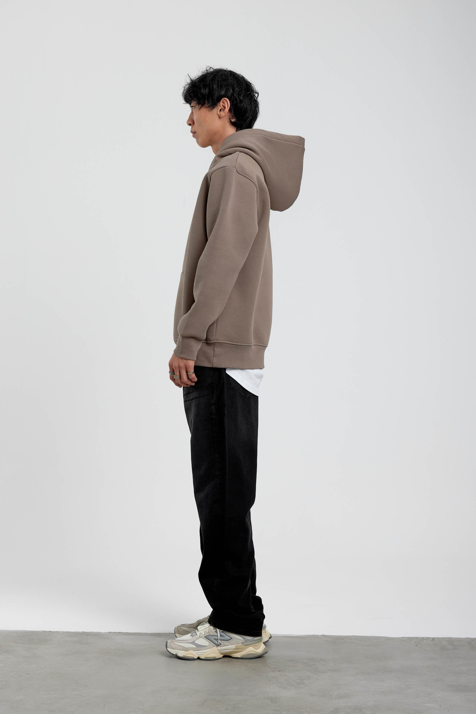 Vizon Kapüşonlu Basic Şardonlu Sweatshirt