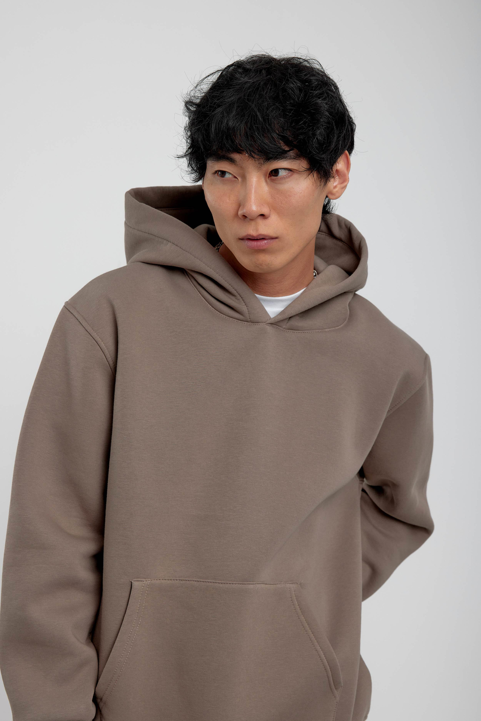 Vizon Kapüşonlu Basic Şardonlu Sweatshirt