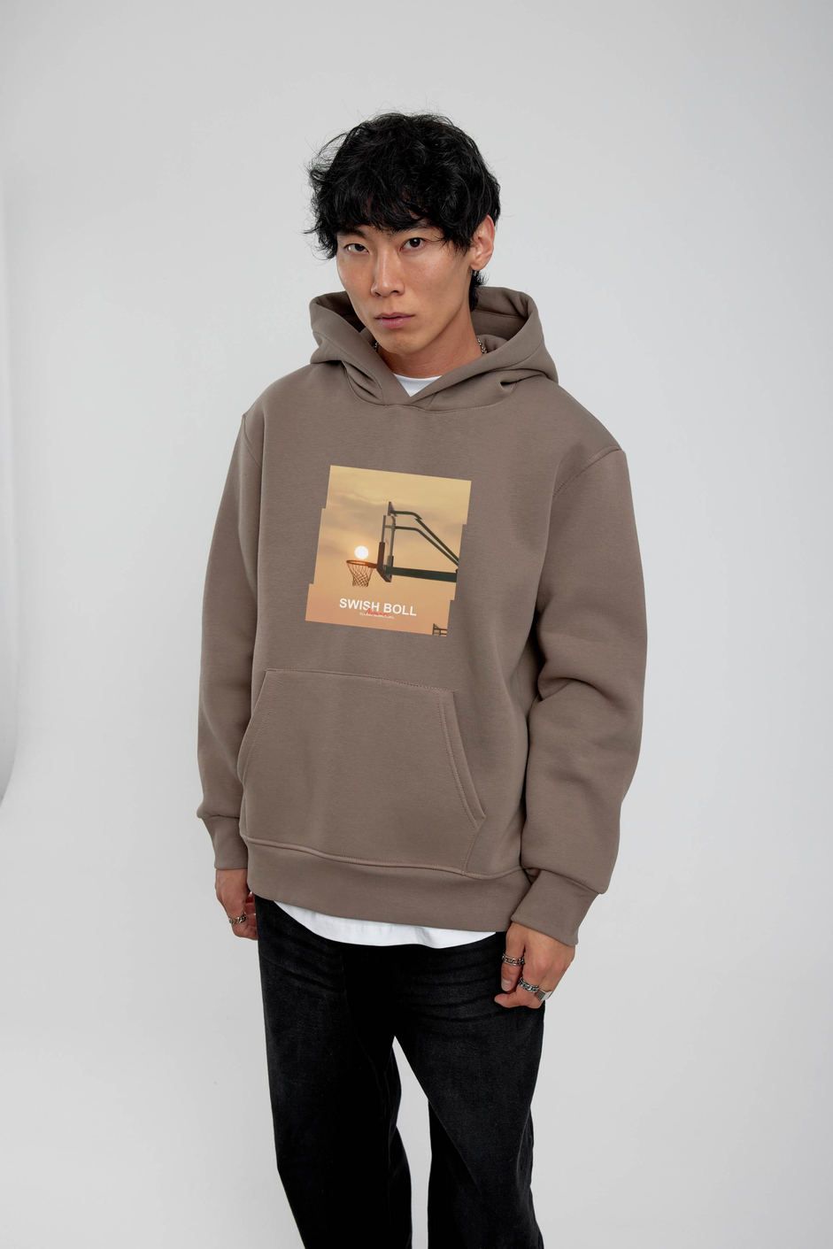 Vizon Pota Baskılı Kapüşonlu Sweatshirt