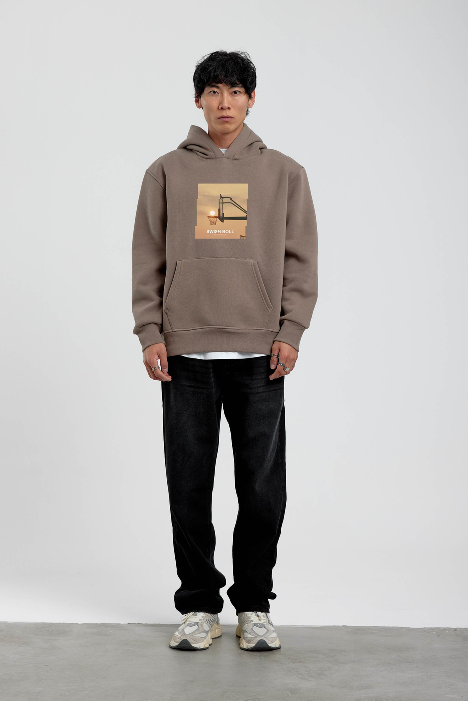 Vizon Pota Baskılı Kapüşonlu Sweatshirt