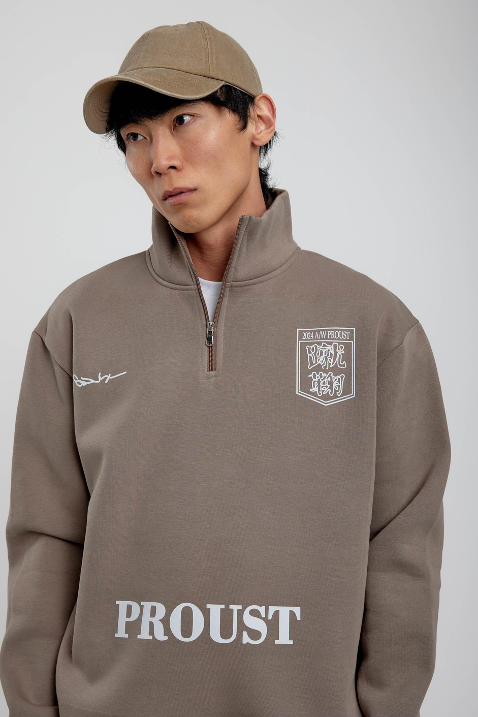 Vizon Proust Yazılı Yarım Fermuarlı Sweatshirt