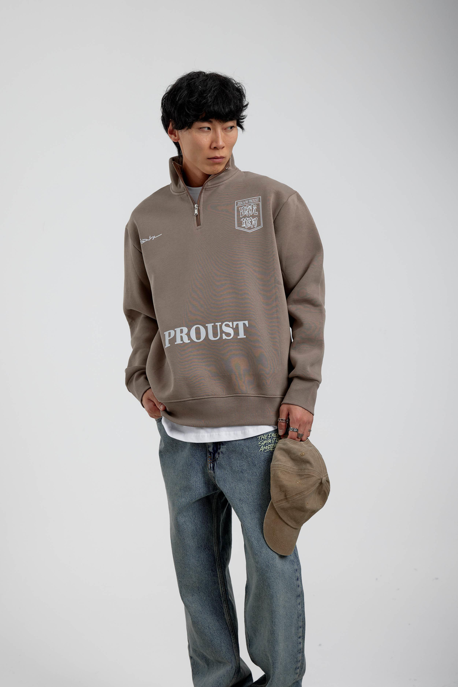 Vizon Proust Yazılı Yarım Fermuarlı Sweatshirt