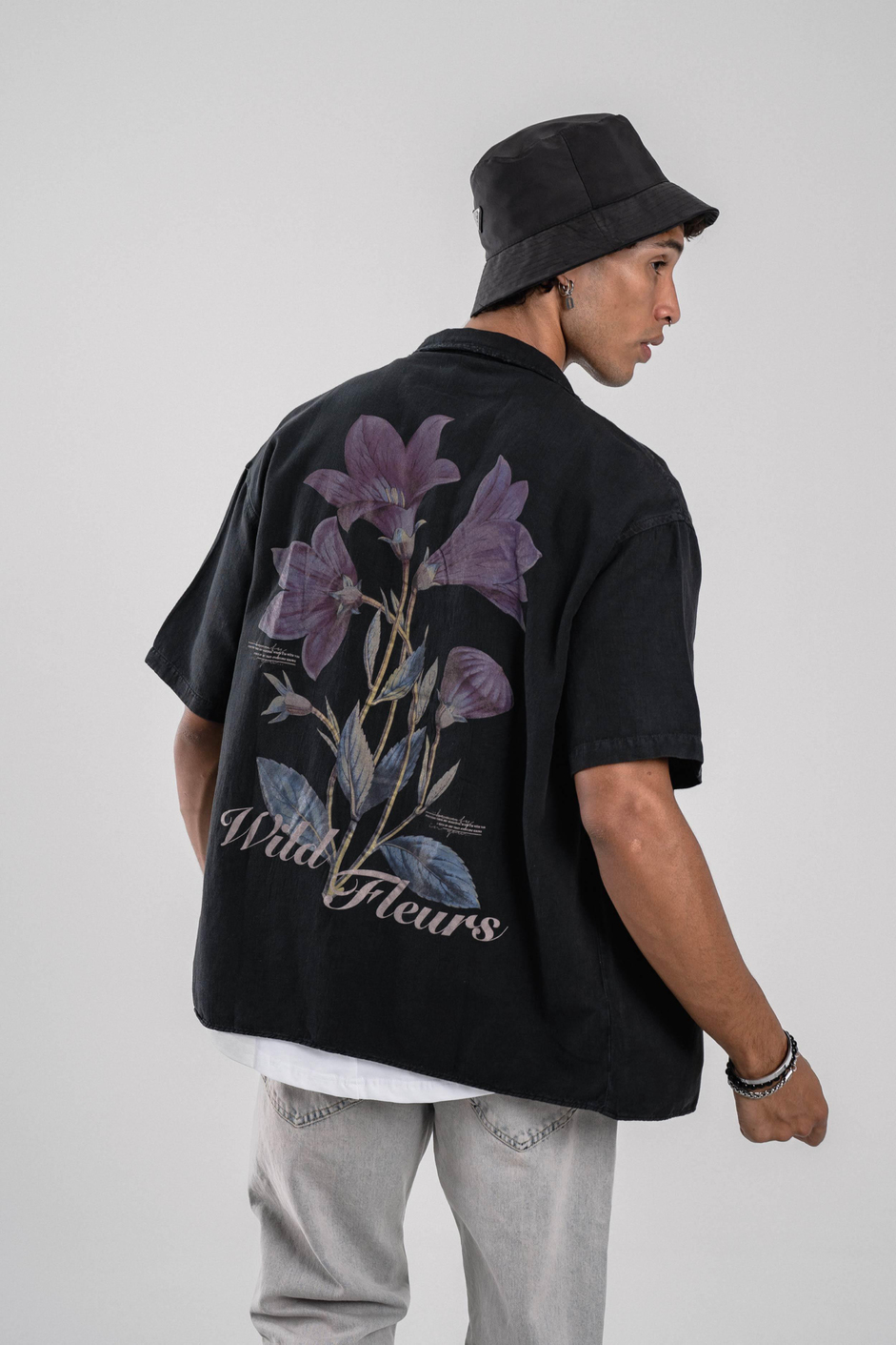 Wild Fleurs Baskılı Füme Yıkamalı Gömlek